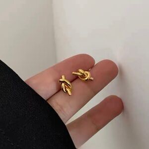 Gold Pearl Knots Earrings 18k Gold‎ and 925 Sterling Silver
